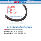 BESTORQ C205 V-Belt, Classic Wrapped Rubber X3 V-Belt, Black, 209" Outside Circumference x .87" Width x .57" Height, (Pack of 3)