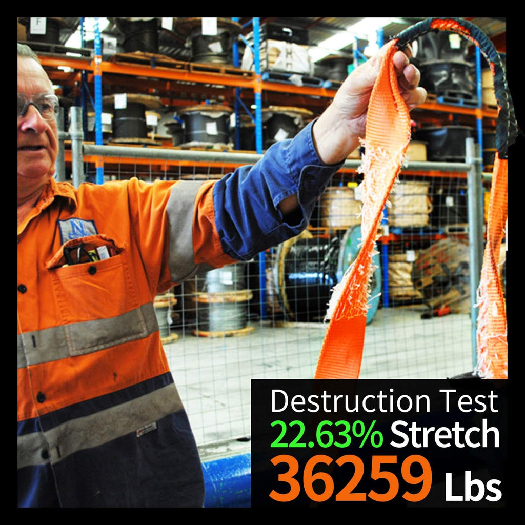 Nylon Recovery Kit with Hitch Receiver: 3" x 30' (35,000lbs) 100% Nylon Snatch Strap + 2" Shackle Hitch Receiver +