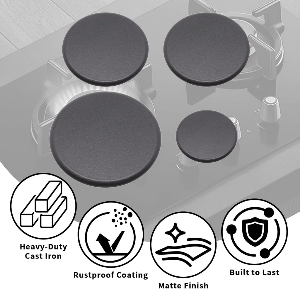Gas Stove Burner Caps Set- 4PCS Burner Covers for Gas Stove, Matte