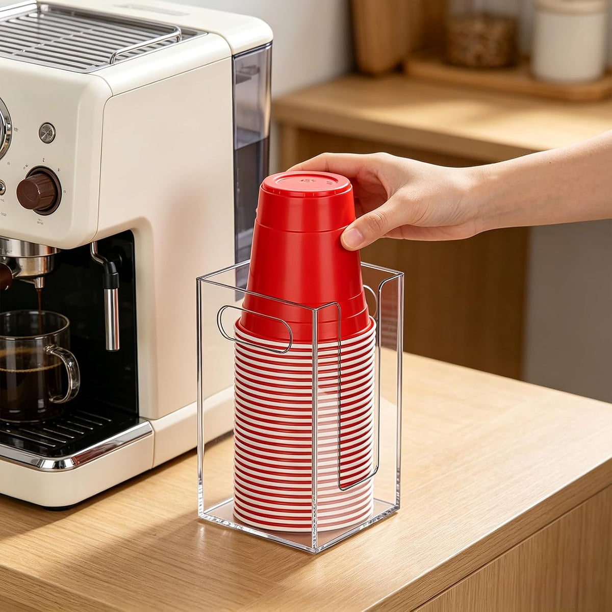 Cup Dispenser, Wall Mount Cup Holder Fits Cups Up to 18 oz