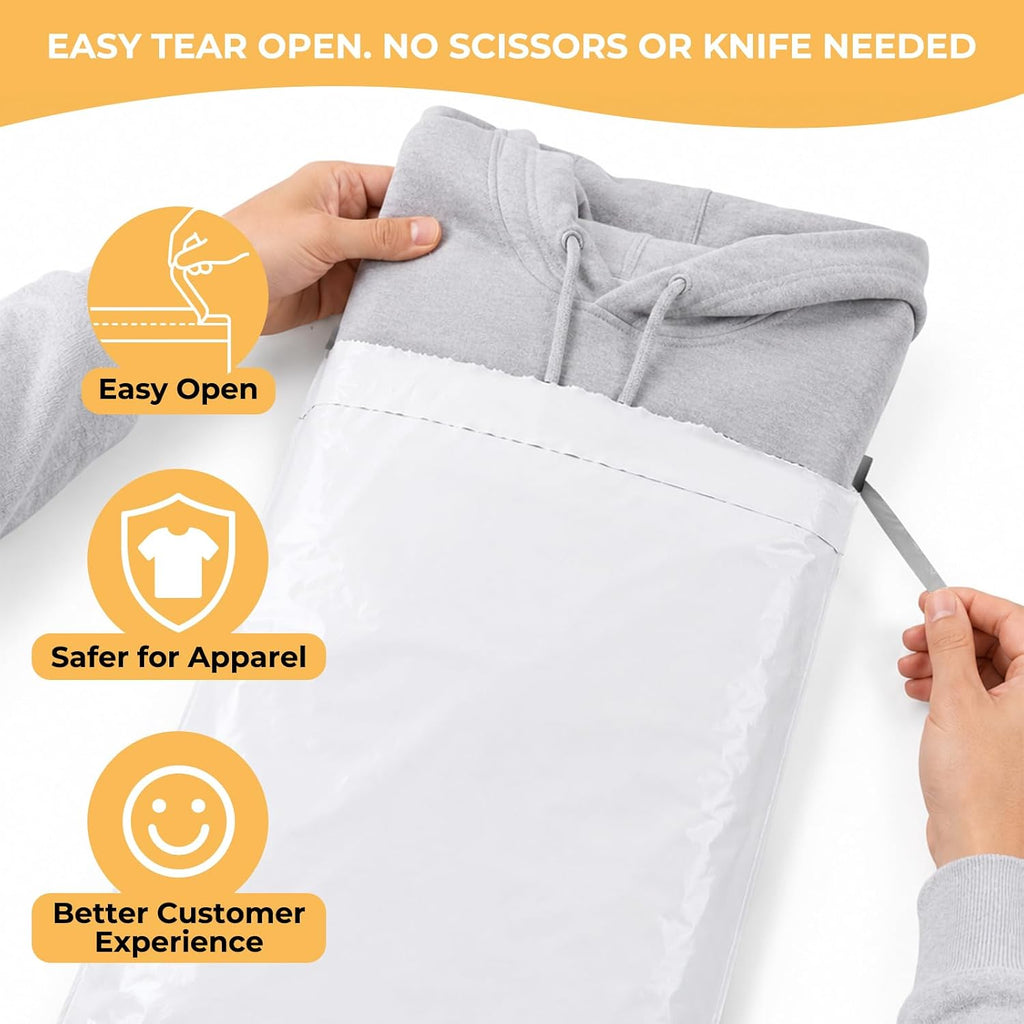 Poly Mailers 14.5x19 50Pcs White Large Shipping Bags for Clothes | Mailers Poly Bags with Self Seal and Easy-Open