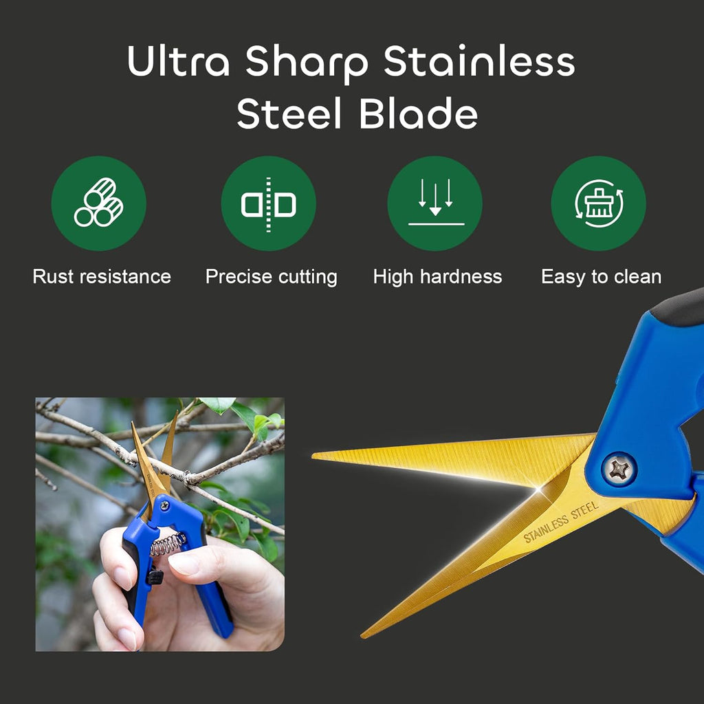 6 Packs 6.5 Inch Pruning Shears with Curved Blades Trimming Scissors For Gardening Hand Pruning Snips Titanium Coated