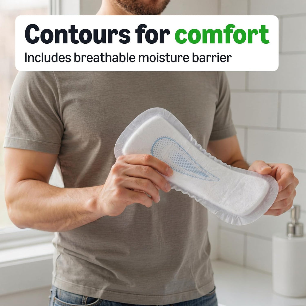 Men's Incontinence Guards, Maximum Absorbency, Moisture-Wicking with Odor Protection, One Size Fits Most, 104 Count