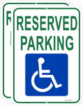 (2Pack) Reserved Parking Sign, Handicap Parking Sign, 14 x 10 x 0.04 in, Reflective Rust Free Aluminum, Weather