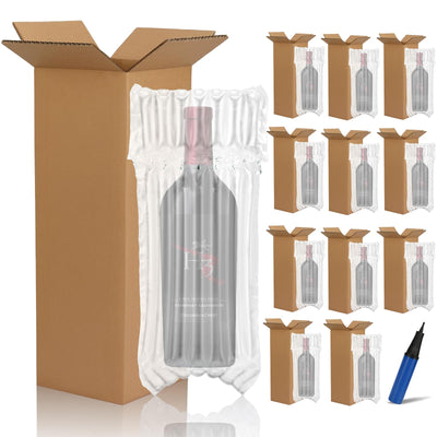 24 Pack Wine Shipping Kit Include 12 Wine Bottle Shipping Box 12 Bottle Travel Protector Bags Corrugated Boxes