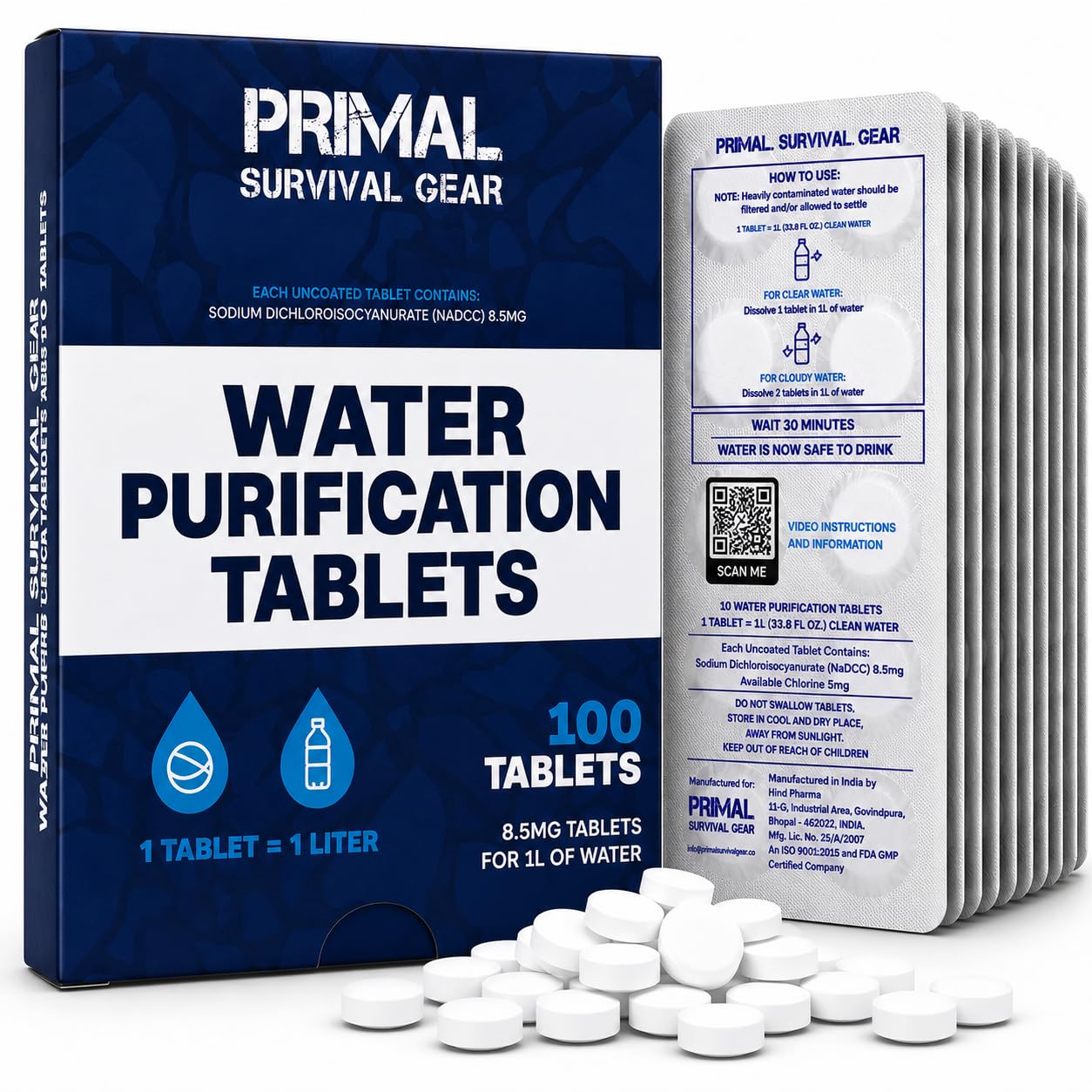 Water Purification Tablets - Water Purifier Tablets for Emergency Water - Hiking, Camping, Survival, Emergency –