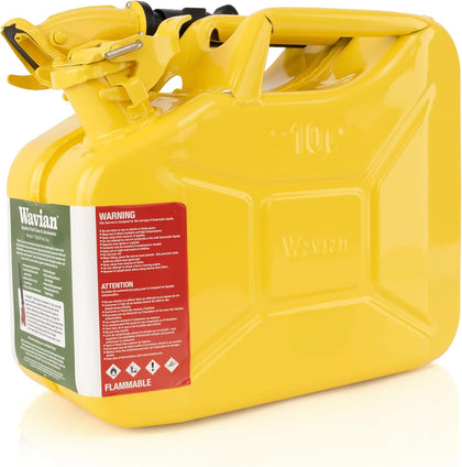 USA Authentic NATO Jerry Can and Spout System - Rust-Proof, EPA & CARB Compliant, 10 Litre, Yellow, Wavian 2.65