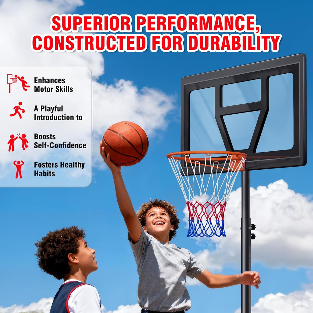 Kids Basketball Hoop Outdoor Height Adjustable 3-7 FT, Portable Basketball Goal System for Kids Youth Teens in