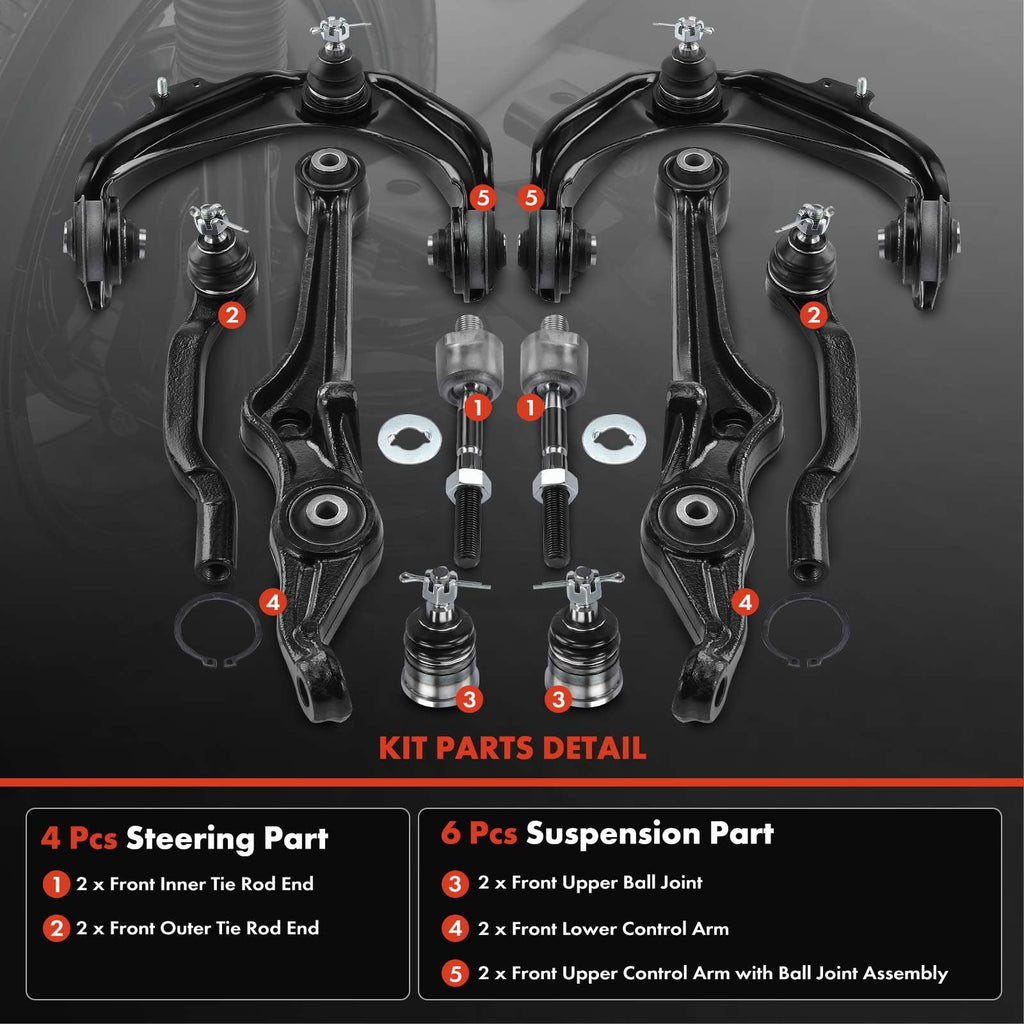 A-Premium 10Pcs Front Suspension Kit, Upper Lower Control Arm