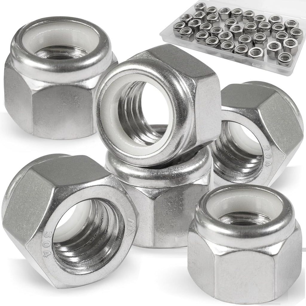 3/8-16 Lock Nut, 35Pcs Stainless Steel Nylock Insert Locking Nuts