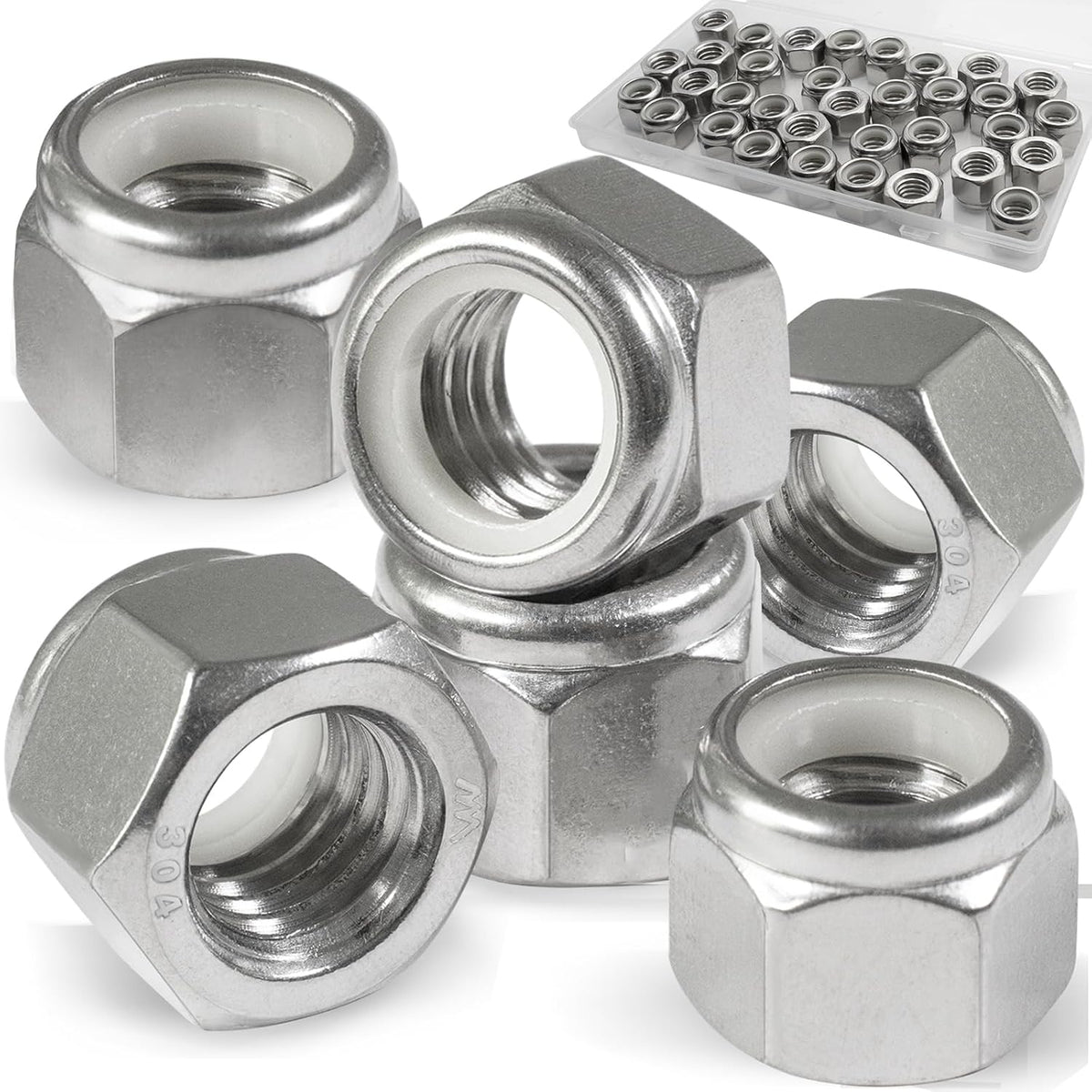 3/8-16 Lock Nut, 35Pcs Stainless Steel Nylock Insert Locking Nuts