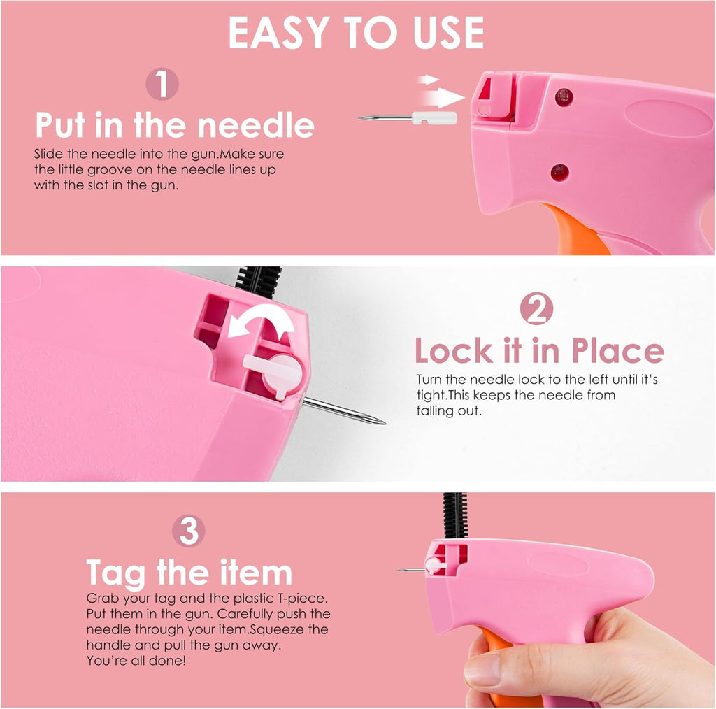 Stitch Gun for Clothes - Handheld Stitch Gun Quick Clothing Fixer - Tagging Gun - Includes 6 Needle, 1000 Black