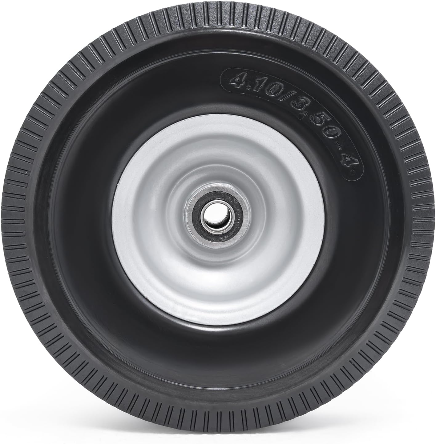 10” Flat Free Tires, 4.10/3.50-4” Solid Tires and Wheels with 5/8” Axle Bore Hole and Double Sealed Bearings