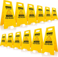 12-Pack A-Frame Double-Sided Bilingual Caution Wet Floor Signs | Durable Foldable Yellow Caution Signs for Kitchen