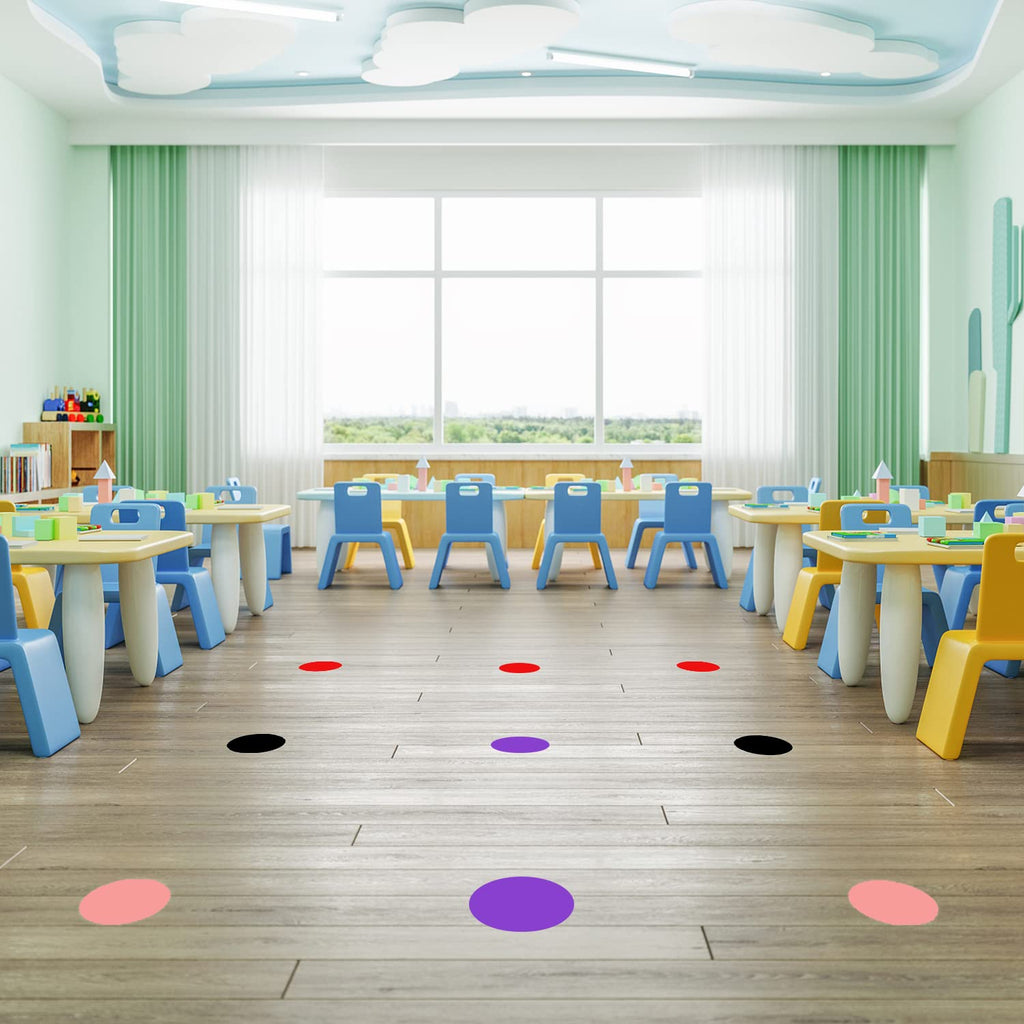 Red Dot Shaped Floor Marking Tape 3.5 Inch Vinyl Sticker 200 PCS