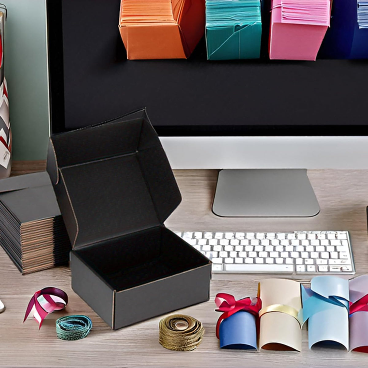 Black Shipping Boxes 8x6x3 Inches, 20 Pack