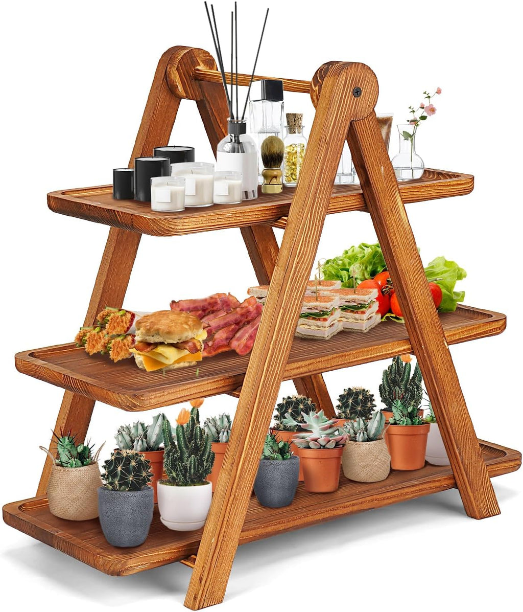 Extra Large Wood 3 Tier Serving Tray Three Tiered Cupcake Stand