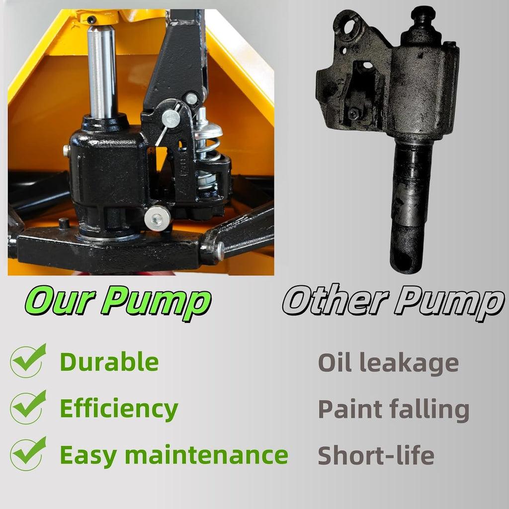 Leak-Proof Pallet Jack, 5500 lbs Load Capacity, Manual Pallet Truck with 48L x 27W Inch Forks for Material Handling