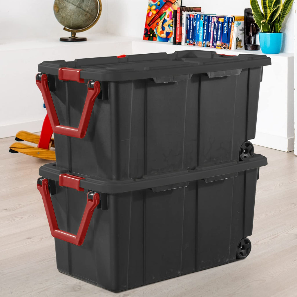 Storage Bins 40 Gallon Heavy-Duty Plastic Storage Bins, 2 Pack Container Totes with Durable Lid and Secure Latching