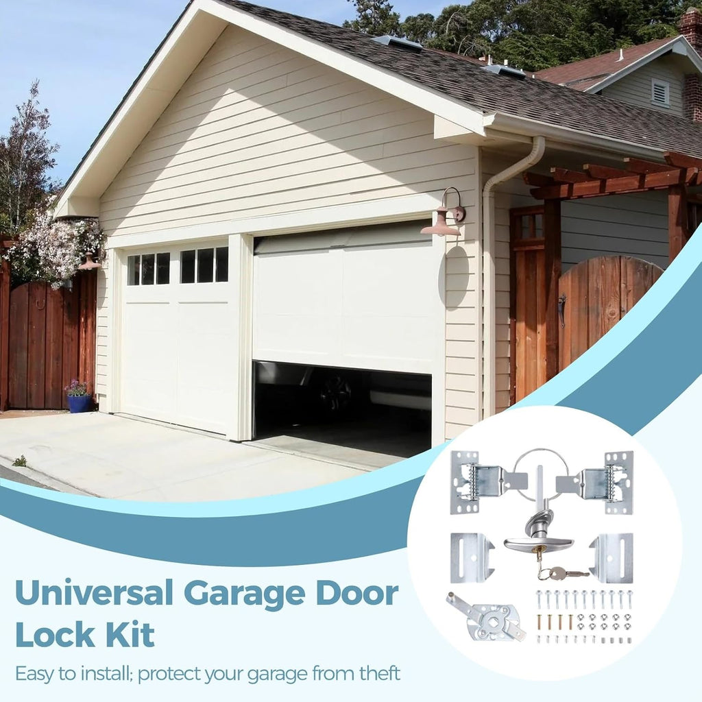 Garage Door Security Kit with Keyed Handle, T-Handle Lock for Garage Door, Overhead Garage Door Lock Assembly