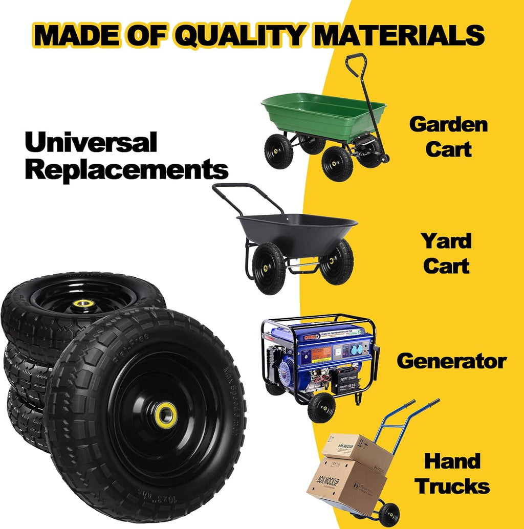 13 Inch Solid Rubber Tires, 4.00-6 Tire Flat Free with 5/8" Bearings, 2.17" Offset Hub for for GOR Garden Carts