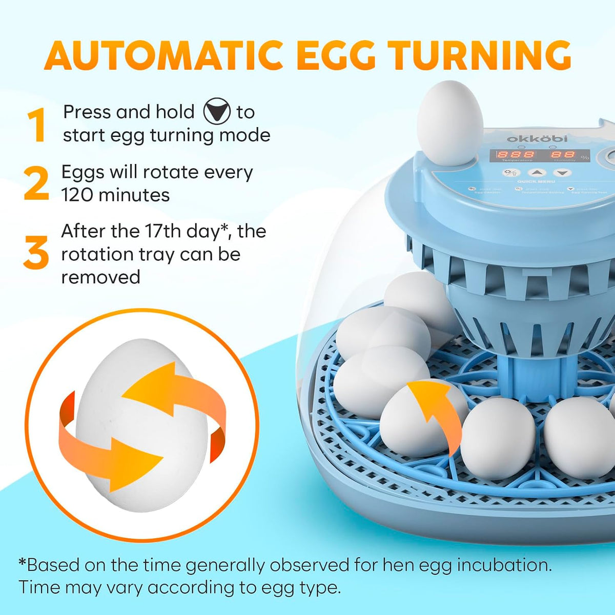 12 Egg Incubator with Automatic Egg Turning and Humidity Control – Egg Incubators for Hatching Eggs – Egg Candler