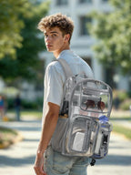 Clear Backpack for School, 17" Heavy Duty Double-Layer Clear Bookbag