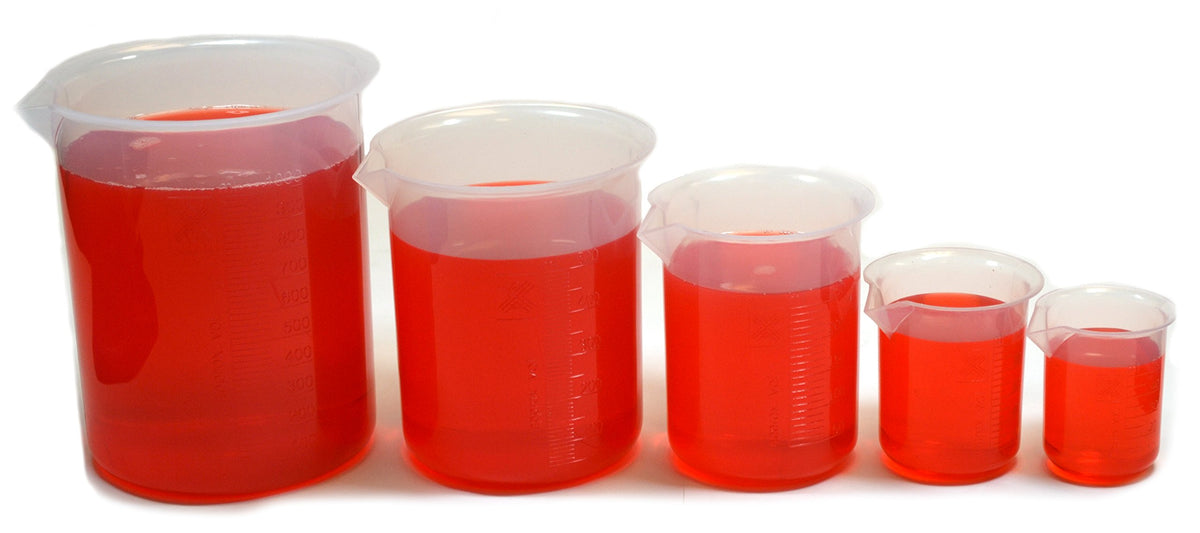 Labs CH0137H Polypropylene Beaker Set of 50 mL, 100 mL, 250 mL, 500 mL, 1000 mL