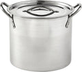USA Stainless Steel Stock Pot with Lid 12-Quart, Silver | Mirror-Polished Finish, Riveted Side Handles with Lid