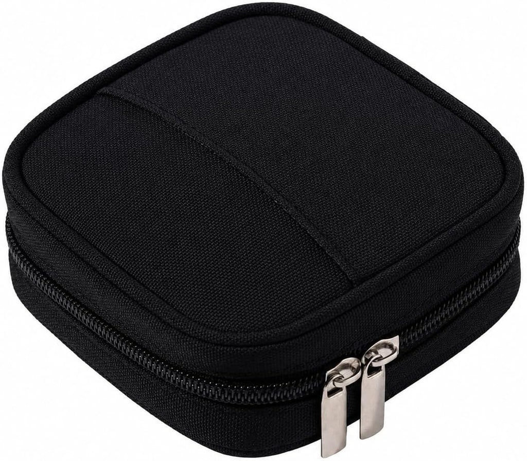 Small Tech Pouch Travel Organizer Bag for Charger,Cables,Power Bank Black | 4 inch mini carry storage case for