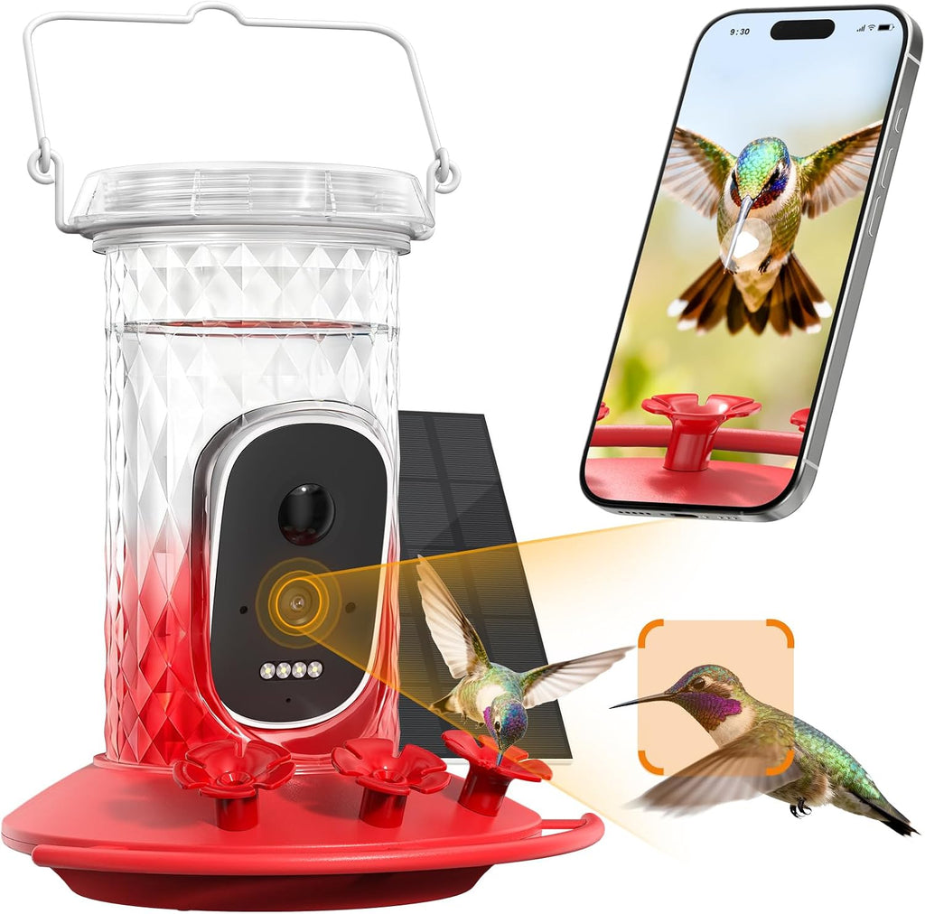 Smart Hummingbird Feeder with Camera Solar Powered