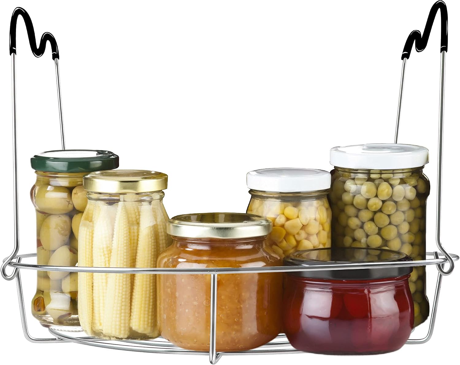 12in Stainless Steel Canning Rack with Contour Handles, Holds 7 Pint or 6 Quart Jars in Pressure Canner Pot
