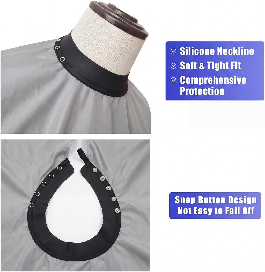 Professional Salon Barber Cape, Waterproof Polyester Hair Cutting Cape, Silicone Neckline, Snap Button Colla, Extra