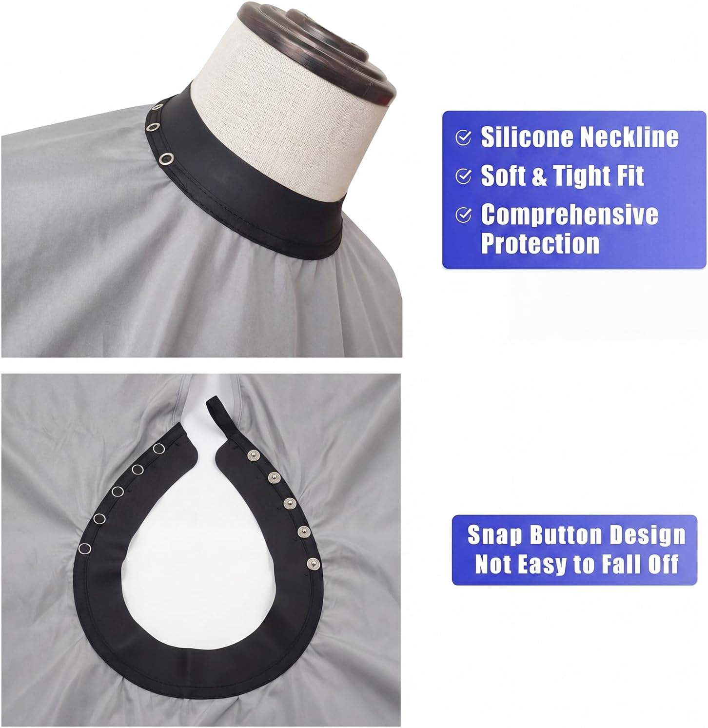 Professional Salon Barber Cape, Waterproof Polyester Hair Cutting Cape, Silicone Neckline, Snap Button Colla, Extra