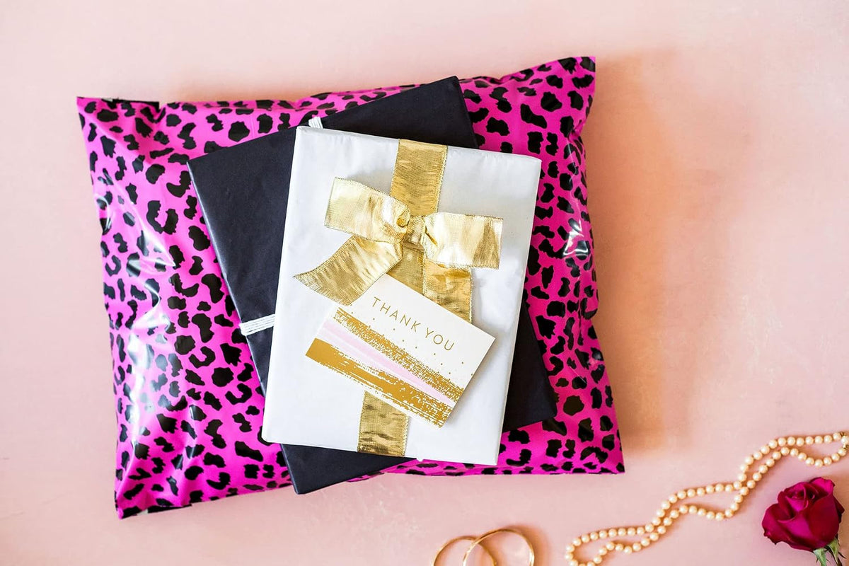100 Poly Mailers 10x13 - Hot Pink Cheetah -Shipping Bags