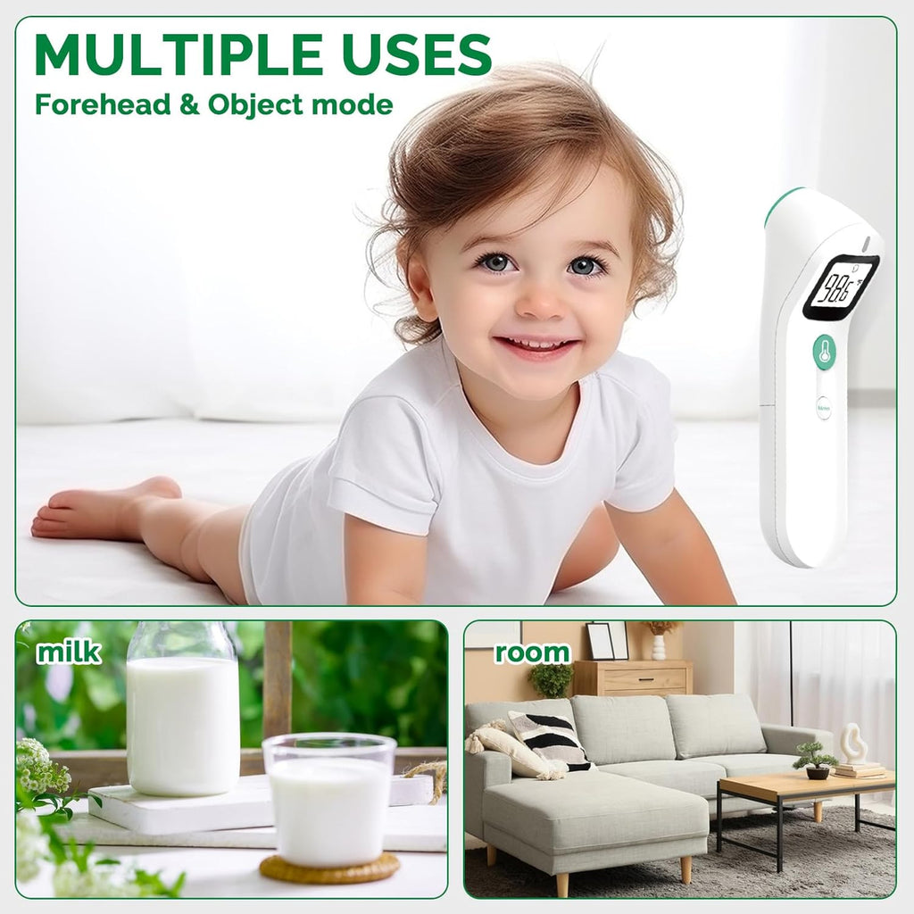 No Touch Forehead Digital Thermometer for Adults, Kids with Fever Alarm, 1s Instant Reading Large LCD Display