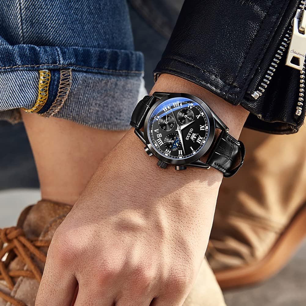 Mens Watches Stylish Chronograph Waterproof Luminous Silicon Strap Multifunction Watches for Men Business Men Wrist