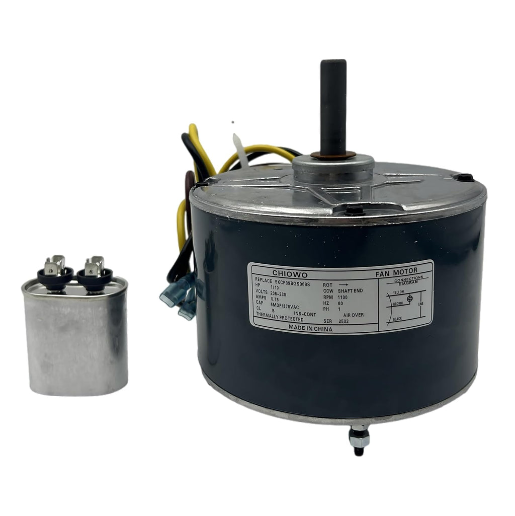 5KCP39BGS069S Condenser Fan Motor 1/10 HP 1100 RPM 208-230V | Compatible with Carrier HC33GE233A 5KCP39BGY824S Genteq