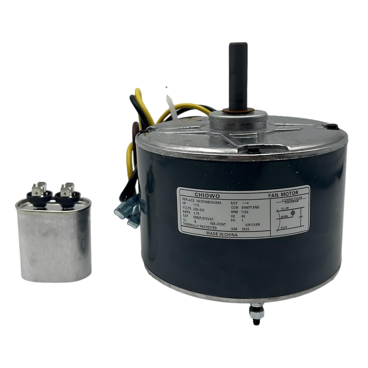 5KCP39BGS069S Condenser Fan Motor 1/10 HP 1100 RPM 208-230V | Compatible with Carrier HC33GE233A 5KCP39BGY824S Genteq