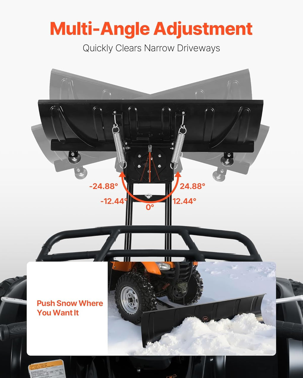 Snow Plow Kit, 48in Universal Snow Plow Attachment, Height & Left-Right Adjustable, Quick to Detach, Steel ATV Scrape