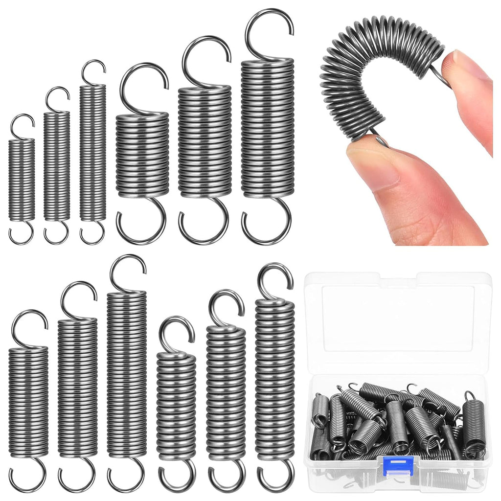 36pcs Stainless Steel Extension Springs with Opening Hook Sets 12 Sizes Small Spring Tension Spring Wire Assortment