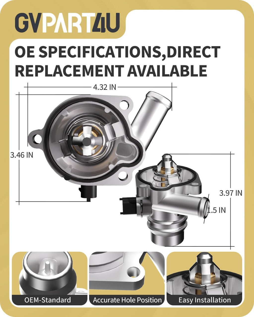 Thermostat Housing Assembly Fit for Chevrolet Buick, OEM 55565336