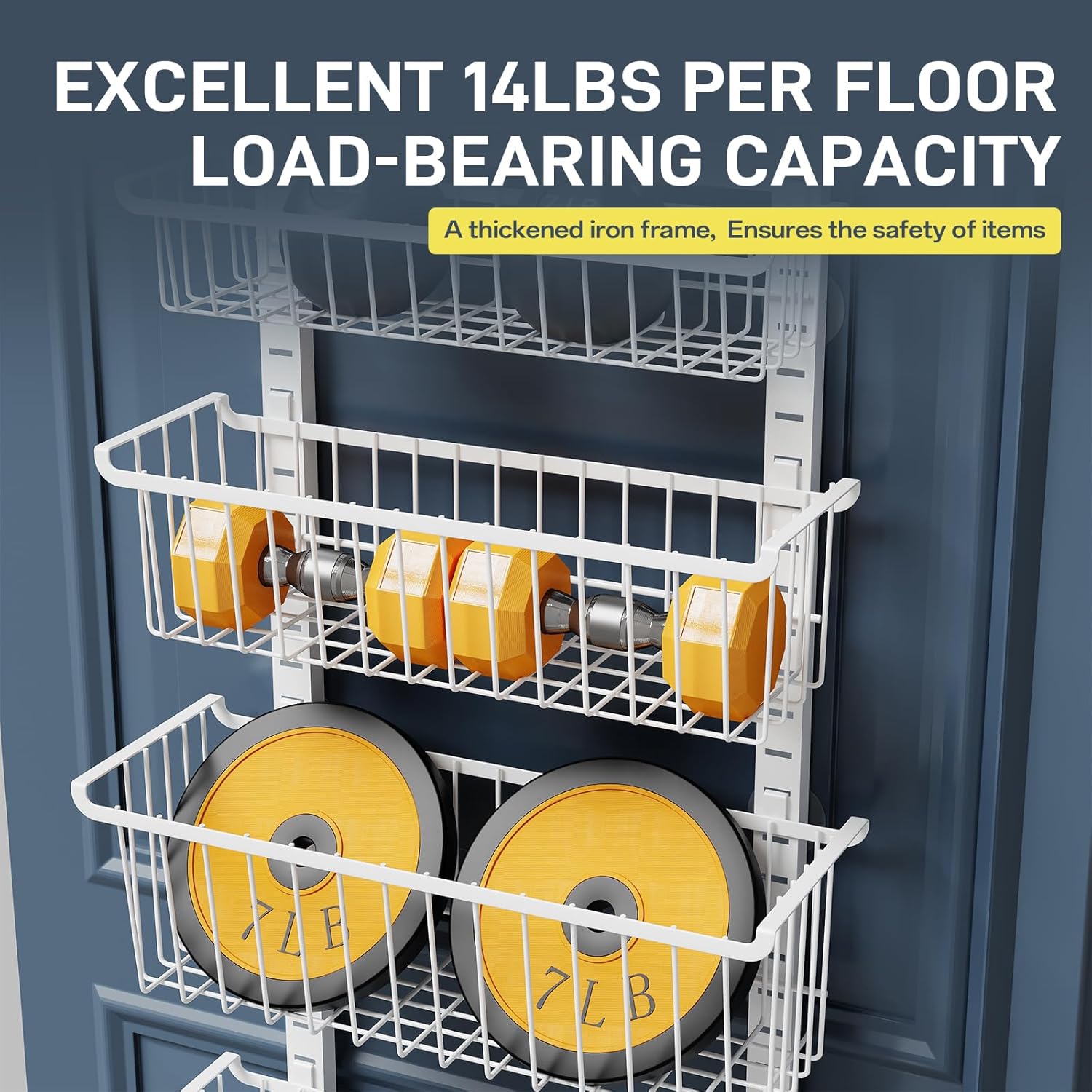 Over The Door Pantry Organizer, 8-Tier Over The Door Organizer with Adjustable Baskets, Metal Hanging Spice Rack for