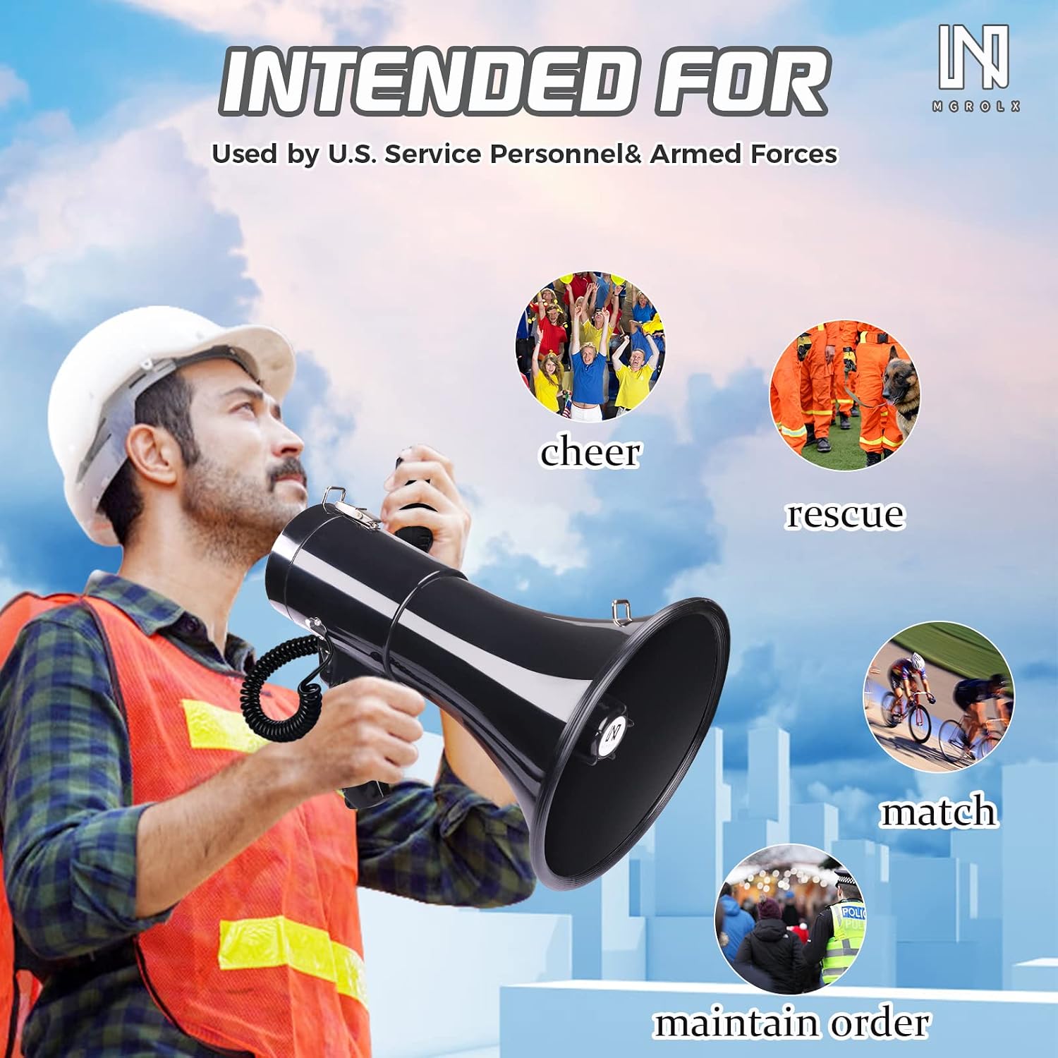 50 Watt Bluetooth Megaphone Bullhorn Speaker with Rechargeable Battery & Portable Strap - Siren and 260S Recording