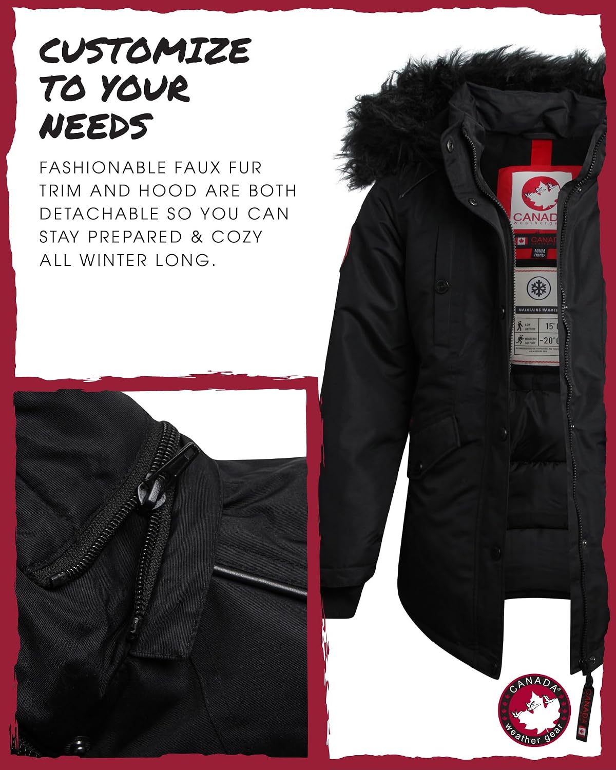 Girls Winter Coat - Long Length Faux Fur Puffer Ski Jacket Water & Wind Resistant Insulated Fleece Parka