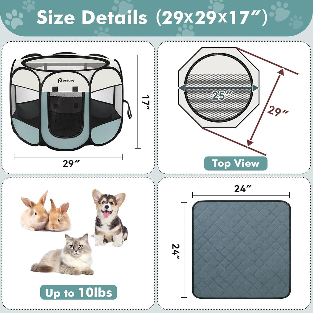 Dog Cat Playpen Indoor Outdoor for Puppy Pet Dogs Cat Recovery After Surgery, Dog Tent Crates Cage Indoor/Outdoor