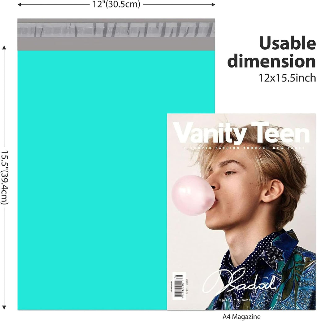 Poly Mailers 12x15.5" 200pcs,Durable Shipping Bags for Clothing,Teal