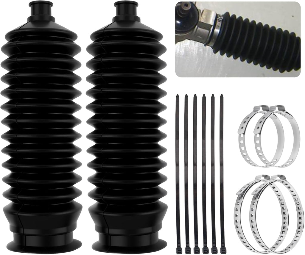 2PCS Inner Tie Rod Boot Kit with Zip Ties & Clamps,Thickened Silicone Rack and Pinion Boot for Steering Components,Durable Anti-Dust Steering Rack Boots Car Accessories