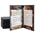Menu Covers 8.5 x 11 Inch, 10 Pack, 2 View, Black PU Leather