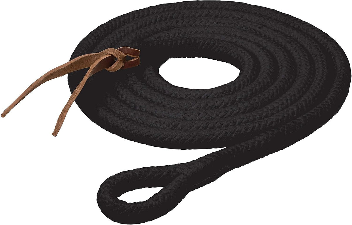 Pima Cotton Lead Rope, Black, 10' Horse Lead Rope with Leather Popper, Soft Comfort Grip, Barn Horse Tack for Daily Use